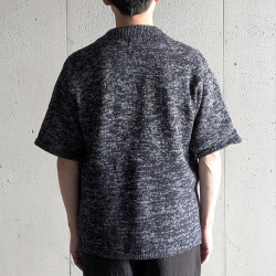 YONETOMI NEW BAISC (ヨネトミ ニューベーシック) 95-262-022 [ GIMA SLUB MOKU KNIT SHIRT ] ギマスラブニット シャツ (NAVY/WHITE) (NAVY/BLACK)