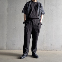 YONETOMI NEW BAISC (ヨネトミ ニューベーシック) 95-262-022 [ GIMA SLUB MOKU KNIT SHIRT ] ギマスラブニット シャツ (NAVY/WHITE) (NAVY/BLACK)