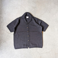 YONETOMI NEW BAISC (ヨネトミ ニューベーシック) 95-262-022 [ GIMA SLUB MOKU KNIT SHIRT ] ギマスラブニット シャツ (NAVY/WHITE) (NAVY/BLACK)