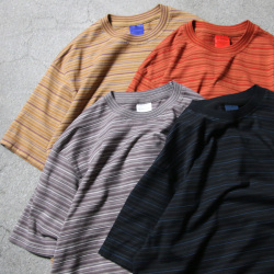 YONETOMI NEW BAISC (ヨネトミ ニューベーシック) 95-254-002 [GARMENT DYED RANDOM BORDER T-SHIRT] ガーメントダイ ボーダーTシャツ (4COLOR)