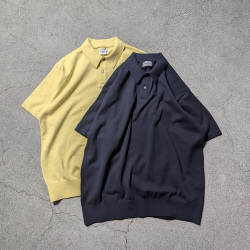 YONETOMI NEW BAISC (ヨネトミ ニューベーシック) 95-262-024 [LIGHT WEAVE COTTON  P/L] ライトウェーブコットン ニット ポロシャツ (NAVY) (YELLOW)