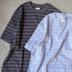 YONETOMI NEW BAISC (ヨネトミ ニューベーシック) 95-262-035 [GARMENT DYED RANDOM BORDER T-SHIRT] ガーメントダイ ランダムボーダーTシャツ (SAX/WHITE)(BLACK NAVY/WHITE)