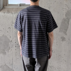 YONETOMI NEW BAISC (ヨネトミ ニューベーシック) 95-262-035 [GARMENT DYED RANDOM BORDER T-SHIRT] ガーメントダイ ランダムボーダーTシャツ (SAX/WHITE)(BLACK NAVY/WHITE)