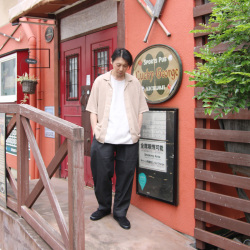 YONETOMI NEW BAISC (ヨネトミ ニューベーシック) 95-252-032 [ COTTON SUKASHI KNIT SHIRT] コット透かしンニット シャツ (BEIGE)