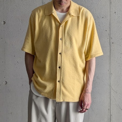 YONETOMI NEW BAISC (ヨネトミ ニューベーシック) 95-262-028 [ SURFER MOLE KNIT SHIRT ] サーファーモールニット シャツ (YELLOW) (IVORY)