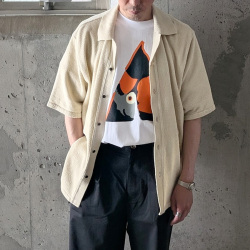 YONETOMI NEW BAISC (ヨネトミ ニューベーシック) 95-262-028 [ SURFER MOLE KNIT SHIRT ] サーファーモールニット シャツ (YELLOW) (IVORY)