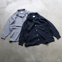 YONETOMI NEW BAISC (ヨネトミ ニューベーシック) 95-232-008 [WASHI COTTON KNIT SHIRT] 和紙コットンニット シャツカーディガン (NAVY)