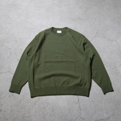 95-254-006 [WAVE COTTON KNIT PULLOVER (SOLID)] 強撚ウェーブコットン ニット クルーネックプルオーバー (KHAKI)(GREY)(BLACK)