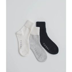 YUQRI (ユクリ) [ COMFY PILE RIB SOCKS] 抗菌防臭・消臭・制菌を兼ね備えたYUQRI PROTECTIONを配合した ダブルリブ ソックス (GRAY)