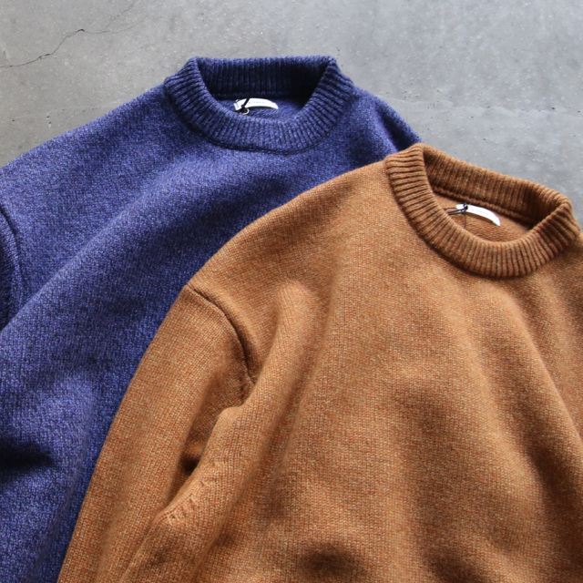 alvana (アルヴァナ) ALV-90150 [ 5G LAMS WOOL CREW KNIT ] 5ゲージラムウールニット クルーネック セーター (DEEP PURPLE) (CAMEL)