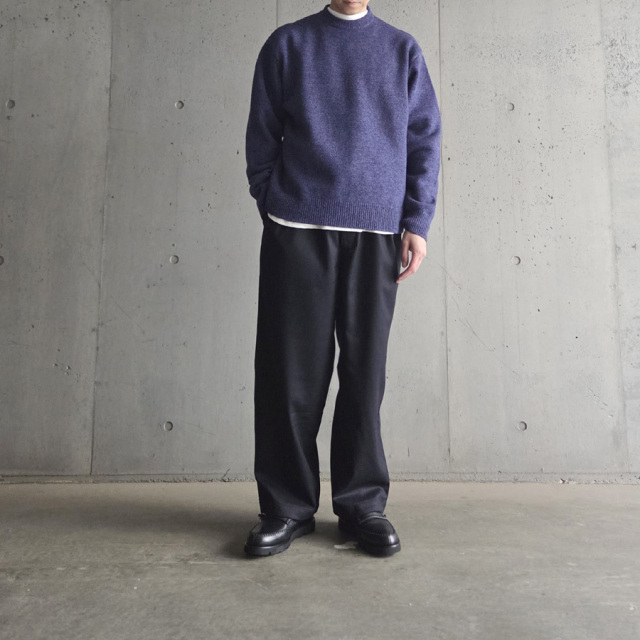 alvana (アルヴァナ) ALV-90150 [ 5G LAMS WOOL CREW KNIT ] 5ゲージラムウールニット クルーネック セーター (DEEP PURPLE) (CAMEL)