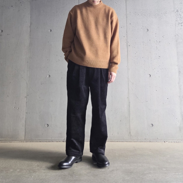 alvana (アルヴァナ) ALV-90150 [ 5G LAMS WOOL CREW KNIT ] 5ゲージラムウールニット クルーネック セーター (DEEP PURPLE) (CAMEL)