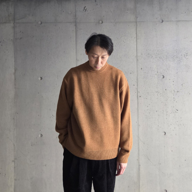 alvana (アルヴァナ) ALV-90150 [ 5G LAMS WOOL CREW KNIT ] 5ゲージラムウールニット クルーネック セーター (DEEP PURPLE) (CAMEL)
