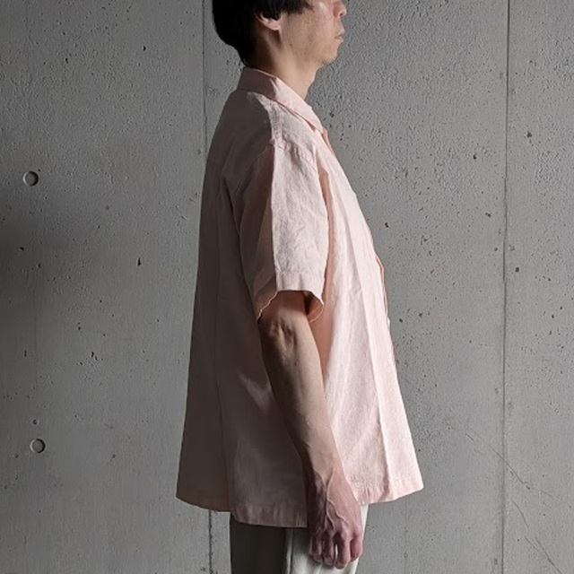 alvana (アルヴァナ) ALV-00175 [ LINEN OPEN COLLAR SHIRT ] リネンオープンカラーシャツ (PINK) (DARK KHAKI)(ECRU)