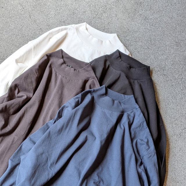alvana (アルヴァナ) ALV-00137 [ 空紡 MIDLE NECK ROUND L/S TEE SHIRTS ] 空紡天竺  ミドルネック L/S Tシャツ (MARINE NAVY) (DEEP BROWN) (WHITE) (BLACK)