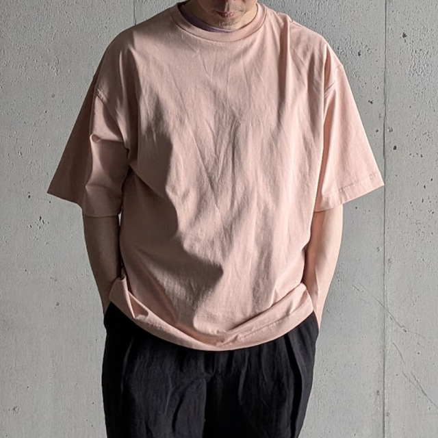 alvana (アルヴァナ) ALV-00127 [ 26/OVERSIZE  TEE SHIRTS ] ライトオンス天竺 オーバーサイズ クルーネック TEE シャツ (LEAF PINK)