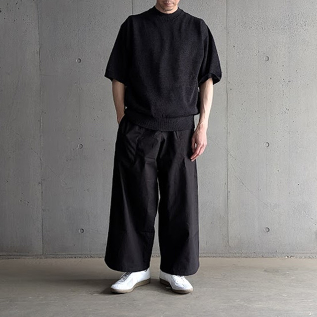 alvana (アルヴァナ) ALV-90183 [ WASHI CREWNECK S/S KNIT ] 和紙 ポリエステル ローゲージ クルーネックニット  (ECRU) (INK BLACK)