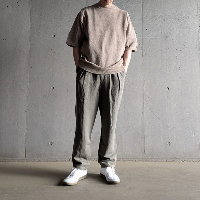 alvana (アルヴァナ) ALV-90183 [ WASHI CREWNECK S/S KNIT ] 和紙 ポリエステル ローゲージ クルーネックニット  (ECRU) (INK BLACK)