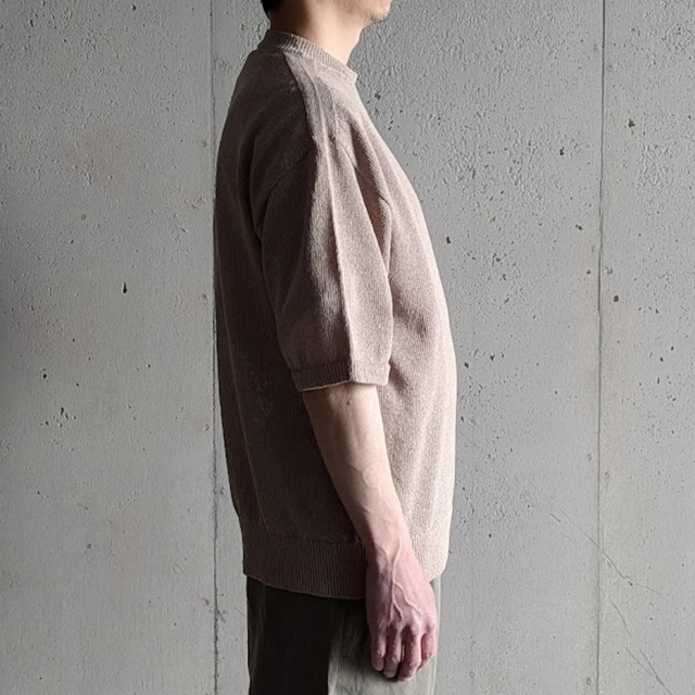 alvana (アルヴァナ) ALV-90183 [ WASHI CREWNECK S/S KNIT ] 和紙 ポリエステル ローゲージ クルーネックニット  (ECRU) (INK BLACK)