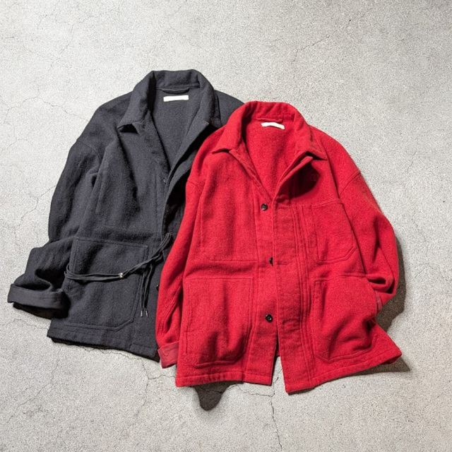 ANEI (アーネイ) AN0262_S1203_WFT [ BRITISH WOOL TWEED / F.E.W CHORE JKT TWEED ] ブリティッシュツイード チョアジャケット (RED) (BLACK)
