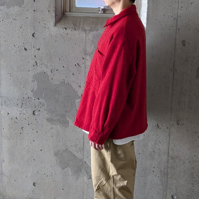 ANEI (アーネイ) AN0262_S1203_WFT [ BRITISH WOOL TWEED / F.E.W CHORE JKT TWEED ] ブリティッシュツイード チョアジャケット (RED) (BLACK)