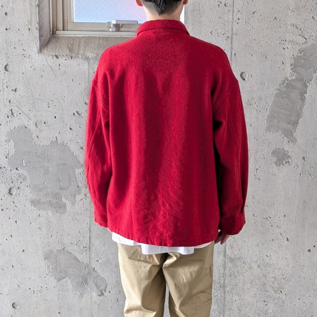 ANEI (アーネイ) AN0262_S1203_WFT [ BRITISH WOOL TWEED / F.E.W CHORE JKT TWEED ] ブリティッシュツイード チョアジャケット (RED) (BLACK)