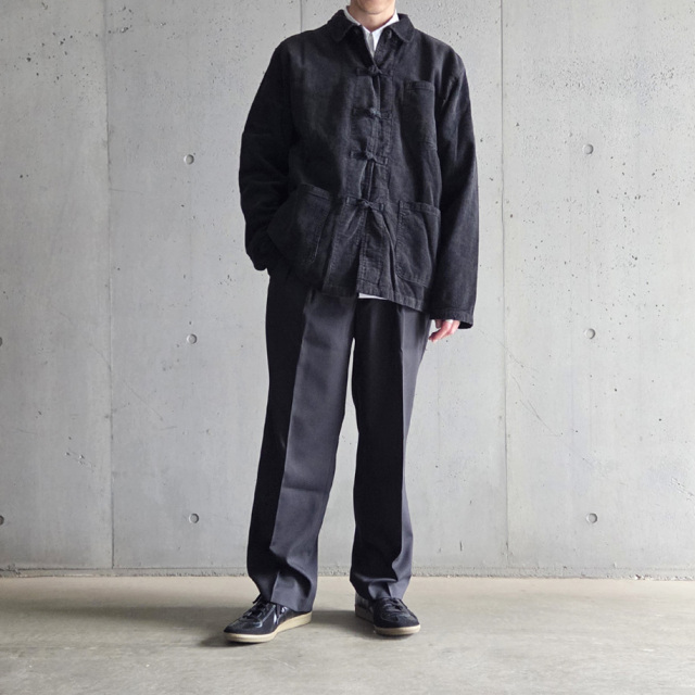 FANTASTICDAYS （ファンタスティックデイズ） [ 2P WIDE-M ] ポリエステルウールツイル ワイド2プリーツ ワイド スラックス (BLACK)