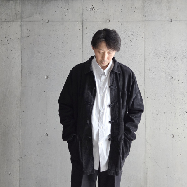  BLEU / BLEU DE CHINE CO. (ブルー)  [ SHANGHAI CODE ]  コーデュロイ チャイナジャケット (BLACK) (BRICK)