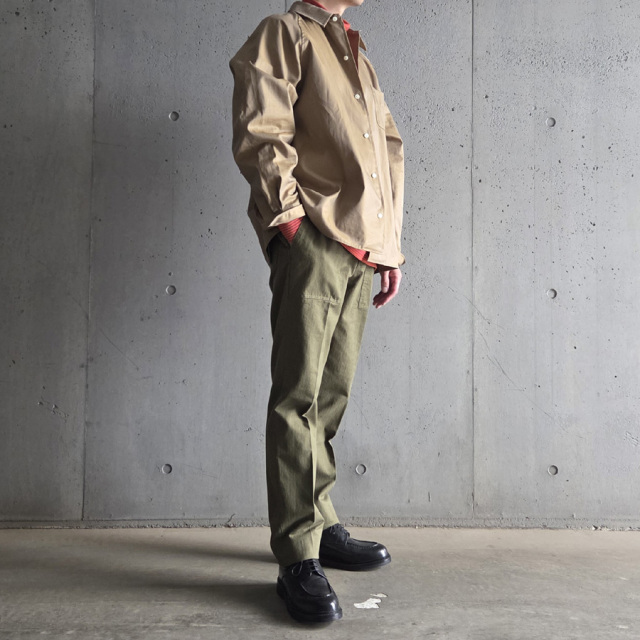 BARNSTORMER (バーンストーマー) 1333P [ HERRINGBONE DRESS FATIGUE] ヘリンボーン ドレスファティーグパンツ (OLIVE)