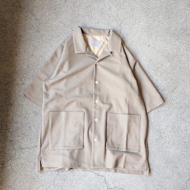 CURLY / CURLY& Co. (カーリー) 261-210421 [ BIRD'S EYE JERSEY OPEN-COLLAR SHIRT ] バーズアイオープンカラーシャツ (BEIGE) (BLACK)
