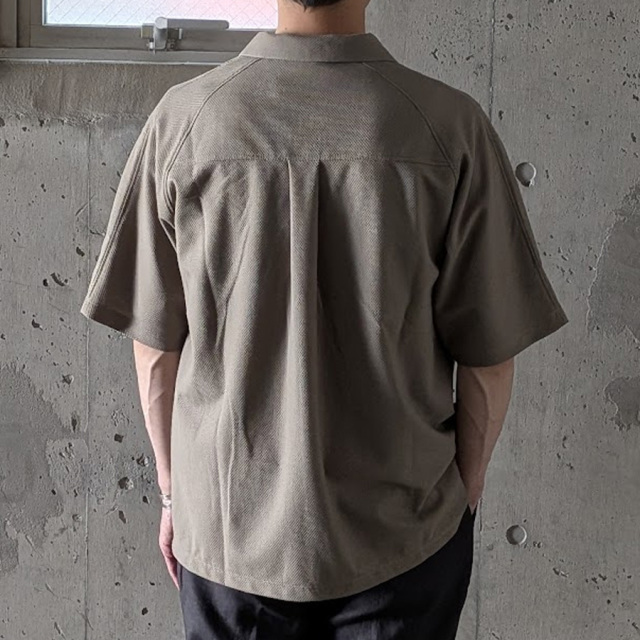 CURLY / CURLY& Co. (カーリー) 261-210421 [ BIRD'S EYE JERSEY OPEN-COLLAR SHIRT ] バーズアイオープンカラーシャツ (BEIGE) (BLACK)