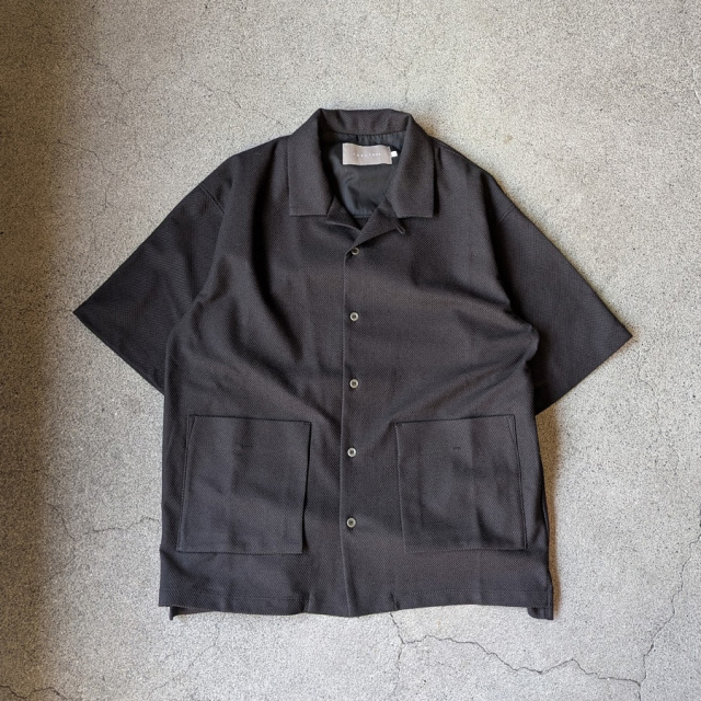 CURLY / CURLY& Co. (カーリー) 261-210421 [ BIRD'S EYE JERSEY OPEN-COLLAR SHIRT ] バーズアイオープンカラーシャツ (BEIGE) (BLACK)