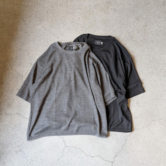 CURLY / CURLY& Co. (カーリー) 261-K11042 [ PRIME WOOL WAFFLE TEE ] ウール ワッフルTシャツ (M.GRAY)　(BLACK)