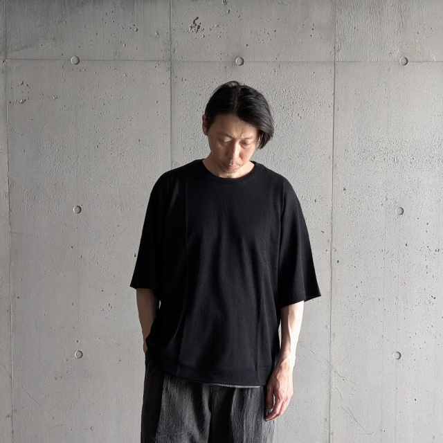CURLY / CURLY& Co. (カーリー) 261-K11042 [ PRIME WOOL WAFFLE TEE ] ウール ワッフルTシャツ (M.GRAY)　(BLACK)