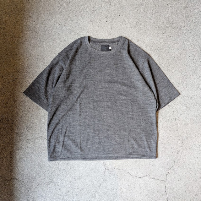 CURLY / CURLY& Co. (カーリー) 261-K11042 [ PRIME WOOL WAFFLE TEE ] ウール ワッフルTシャツ (M.GRAY)　(BLACK)