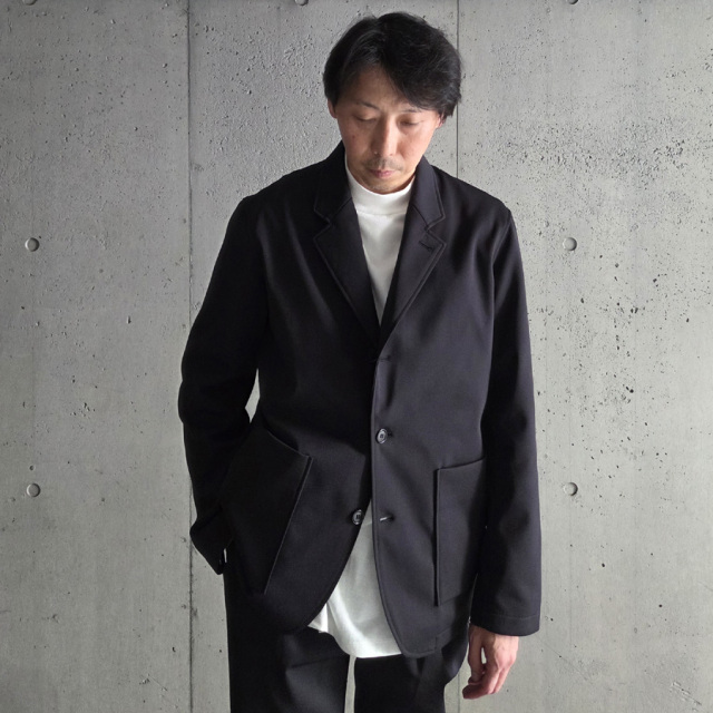 CURLY / CURLY& Co. (カーリー) 253-530821 [ SOLID DOUBLE-KNIT JACKET ] TEXBRIDダンボールニット 3Bジャケット (BLACK) 