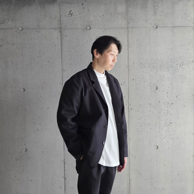 CURLY / CURLY& Co. (カーリー) 253-530821 [ SOLID DOUBLE-KNIT JACKET ] TEXBRIDダンボールニット 3Bジャケット (BLACK)