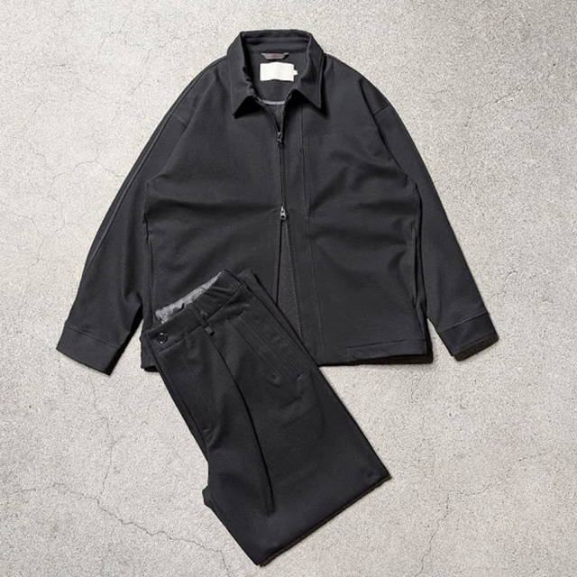 CURLY / CURLY& Co. (カーリー) 263-760827 [ KNIT CHINO-CLOTH PANTS (WIDE) ] ハイゲージダブルニットチノ イージーワイドパンツ (BLACK) 