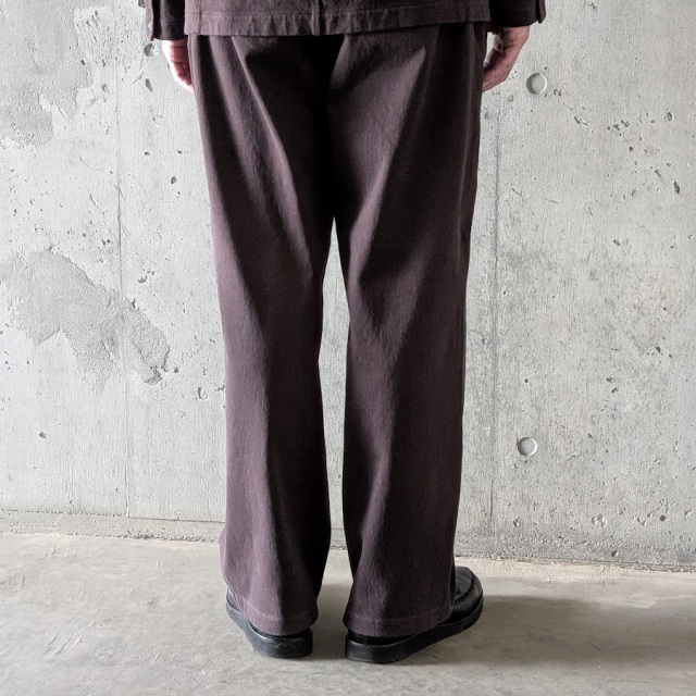 CURLY / CURLY& Co. (カーリー) 26A-7621 [ KNIT DENIM 2 TUCK EZ WIDE PANTS ] ニットデニム ストレッチインレイ 2タック イージーワイドパンツ (CHOCO) 