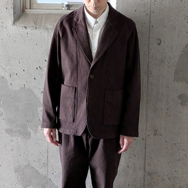 CURLY / CURLY& Co. (カーリー) 251-230411 [ KNIT DENIM TAILORED JACKET ] ニットデニム ストレッチインレイ テーラードジャケット (CHOCO)