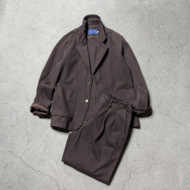 CURLY / CURLY& Co. (カーリー) 26A-7621 [ KNIT DENIM 2 TUCK EZ WIDE PANTS ] ニットデニム ストレッチインレイ 2タック イージーワイドパンツ (CHOCO) 