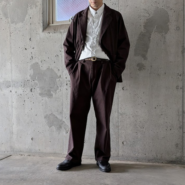 CURLY / CURLY& Co. (カーリー) 26A-7621 [ KNIT DENIM 2 TUCK EZ WIDE PANTS ] ニットデニム ストレッチインレイ 2タック イージーワイドパンツ (CHOCO) (BLACK)