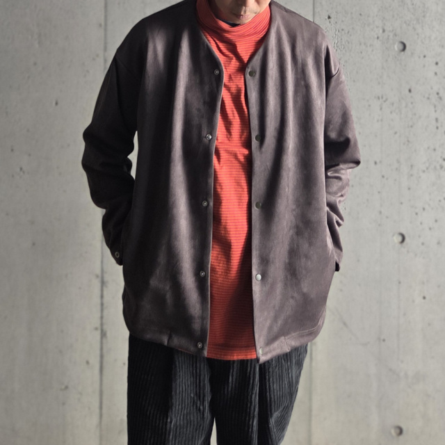 CURLY / CURLY&Co. (カーリー) 253-231012 [ KNIT SUEDE SNAP BUTTON CARDIE ] ダンボールスエード ニット スナップ カーディガン (MOCHA) (BLACK)