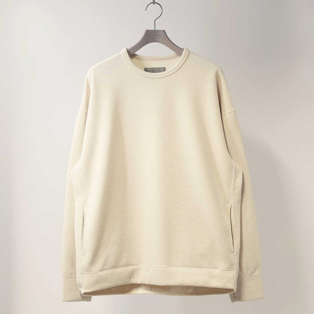 CURLY / CURLY& Co. (カーリー) 253-331013 [ MOLLE YARN TWILL KNIT P/O ] クウォーターゲージニット クルーネックプルオーバー (IVORY)(BORDEAUX)(NAVY)