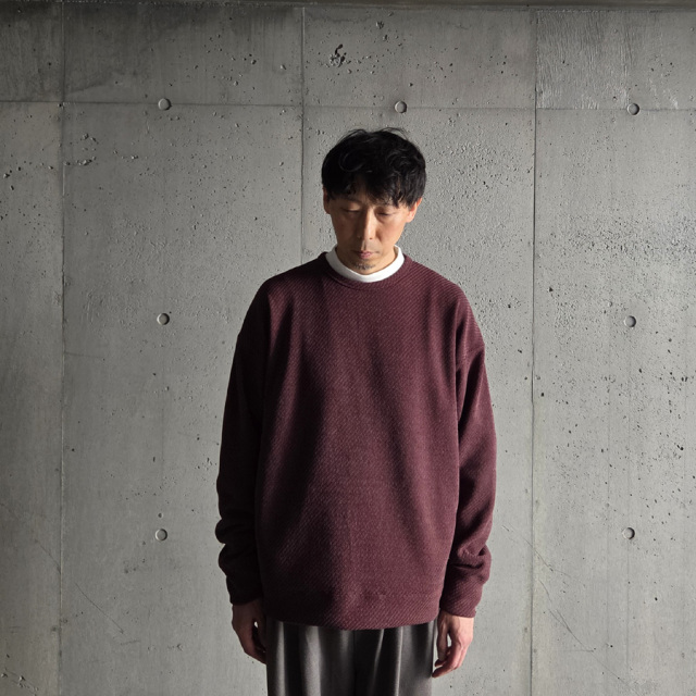 CURLY / CURLY& Co. (カーリー) 253-331013 [ MOLLE YARN TWILL KNIT P/O ] クウォーターゲージニット クルーネックプルオーバー (IVORY)(BORDEAUX)(NAVY)