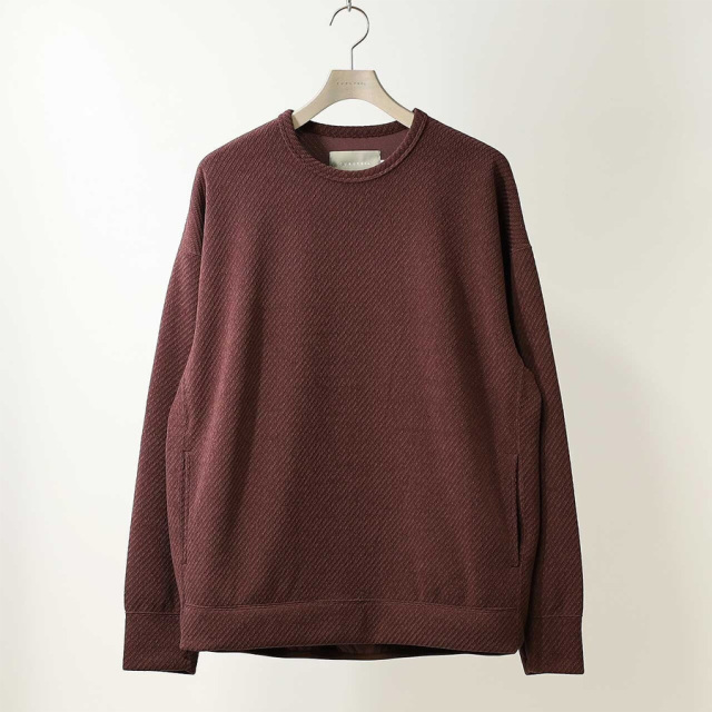 CURLY / CURLY& Co. (カーリー) 253-331013 [ MOLLE YARN TWILL KNIT P/O ] クウォーターゲージニット クルーネックプルオーバー (IVORY)(BORDEAUX)(NAVY)
