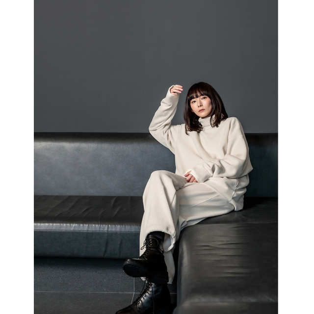 CURLY / CURLY& Co. (カーリー) 253-761024 [ MOLLE YARN TWILL KNIT WIDE PANTS ] クォーターゲージニット ワイドパンツ  (IVORY)(BORDEAUX)(NAVY)