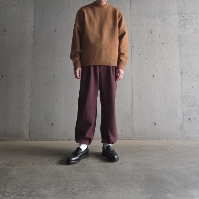 CURLY / CURLY& Co. (カーリー) 253-761024 [ MOLLE YARN TWILL KNIT WIDE PANTS ] クォーターゲージニット ワイドパンツ  (IVORY)(BORDEAUX)(NAVY)