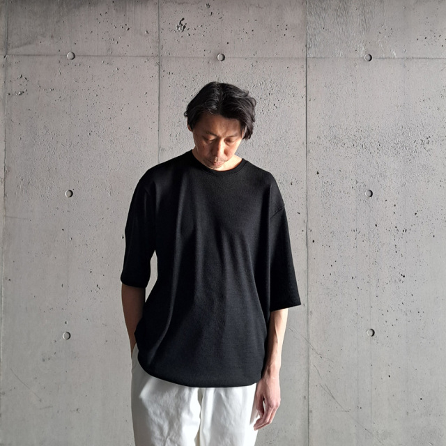 CURLY / CURLY& Co. (カーリー) 251-K1101 [ PRIME WOOL WAFFLE TEE ] ウールワッフル Tシャツ (OLIVE GRAY)　(BLACK)