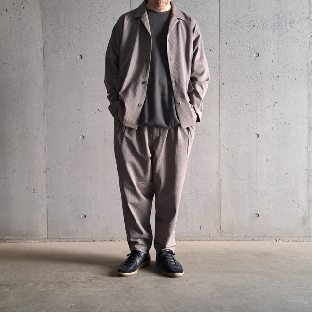 CURLY / CURLY& Co. (カーリー) 251-760414 [ SEERSUCKER 3 TUCK PANTS ] シアサッカージャージー シアサッカー3タックパンツ (KHAKI) (BLACK)